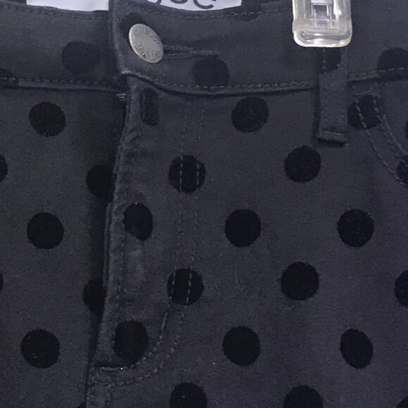 Joe Fresh NEW Slim Polka Dot Black Stretch Pants Zipper Cotton Velvet Pockets 10 - Picture 6 of 12